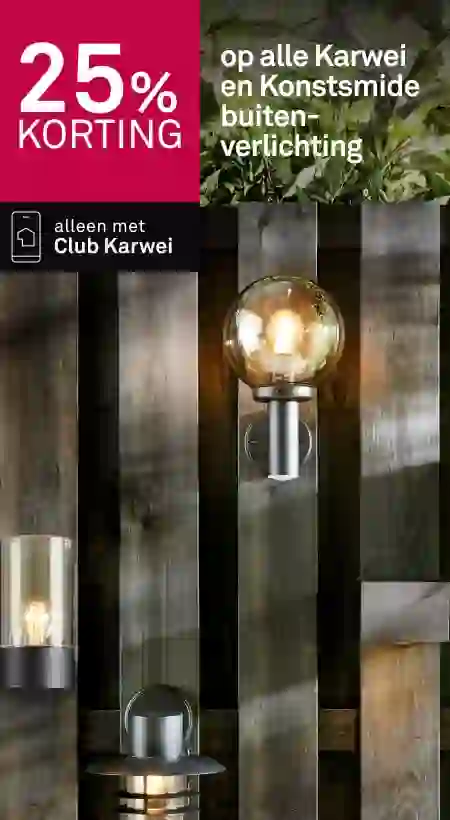 25% korting op alle Karwei en Konstsmide buitenverlichting