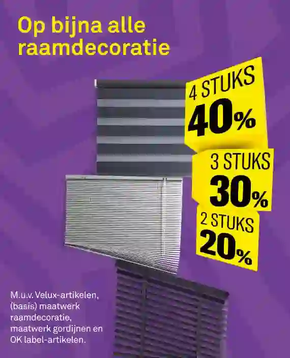 Stapekorting op bijna alle raamdecoratie