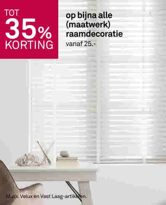 Tot 35% korting op bijna alle (maatwerk) raamdecoratie