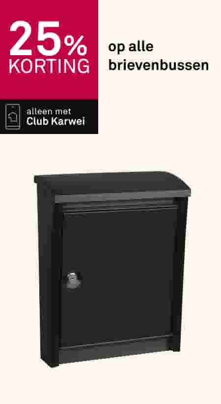 Zwarte brievenbus met 25% korting aanbieding, alleen met Club Karwei