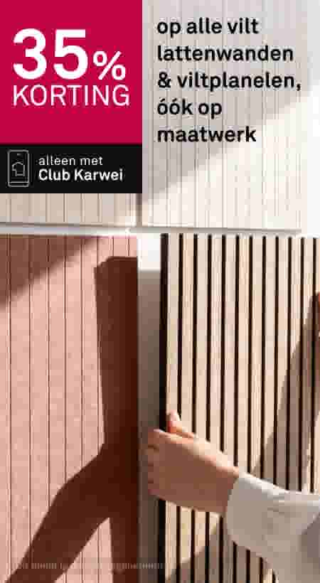 35% korting op alle vilt lattenwanden en viltpanelen, ook op maatwerk. Alleen met Club Karwei. Lattenwanden in beige en roze tinten.