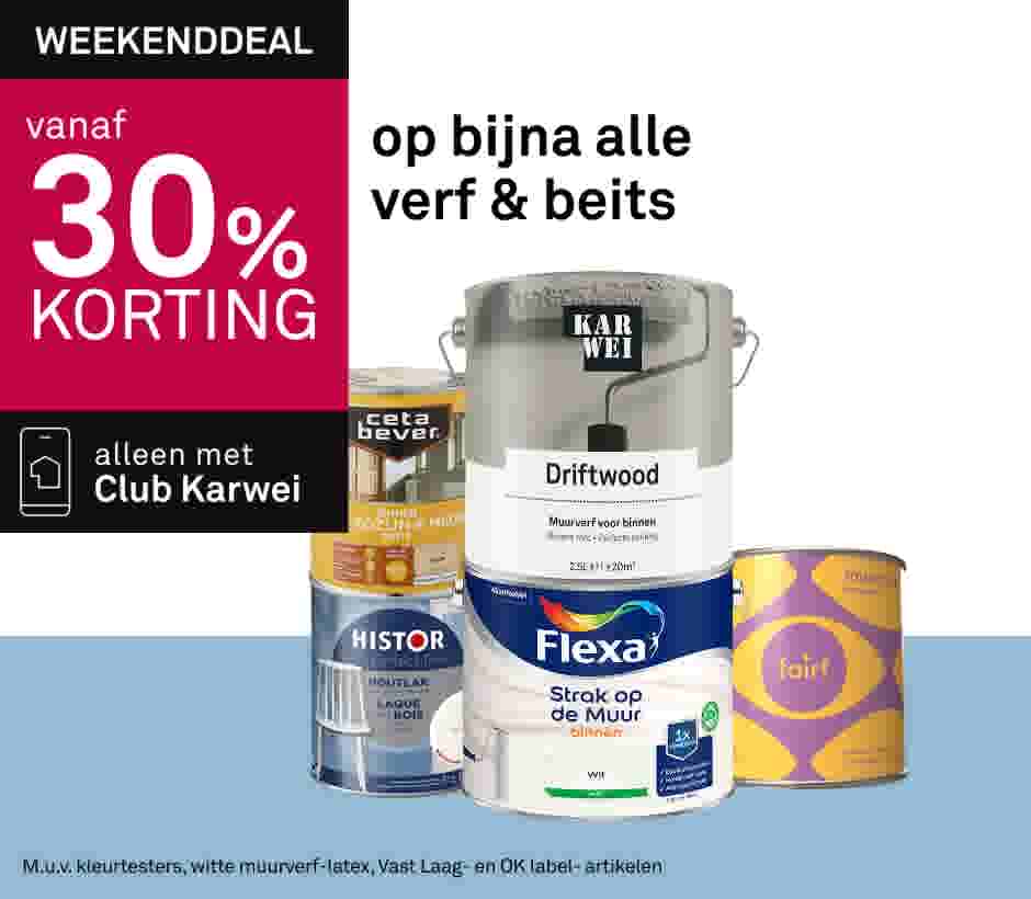 Vanaf 30% korting op bijna alle verf & beits