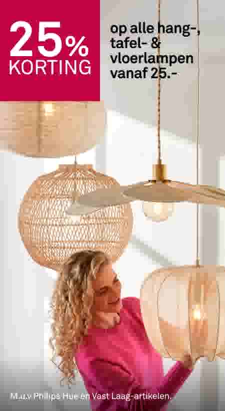 25% korting op alle hang-, tafel- & vloerlampen