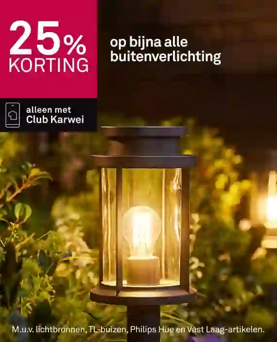 25% korting op bijna alle buitenverlichting