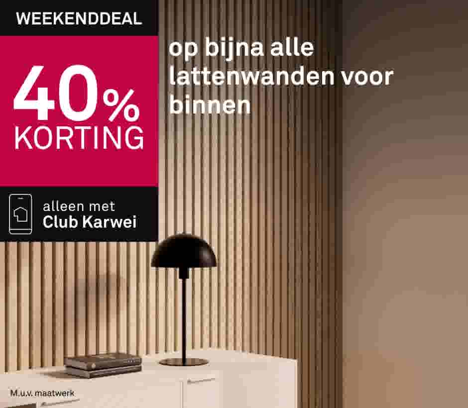 40% korting op bijna alle lattenwanden voor binnen