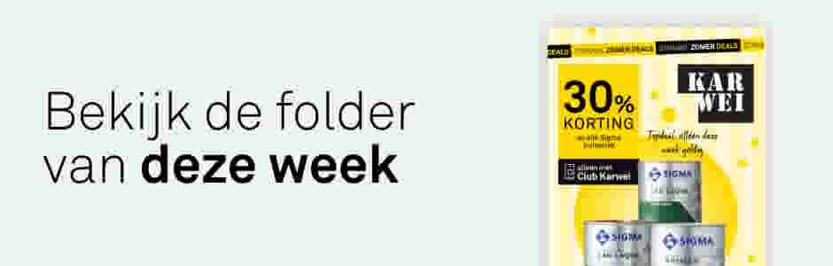 Karwei folder met 40% korting op lattenwanden, alleen met Club Karwei. Tekst: Bekijk de folder van deze week.