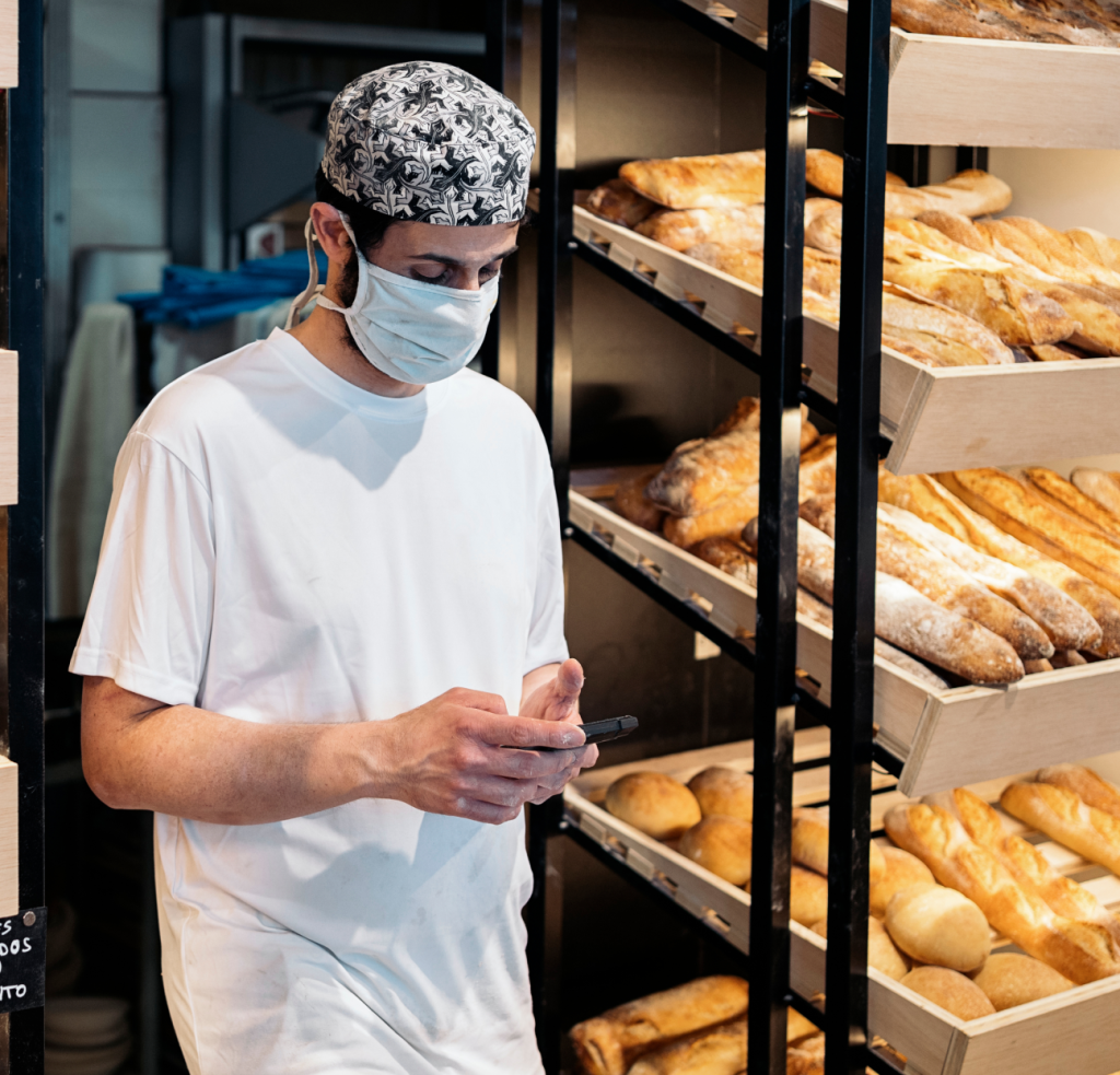 Healthcare worker using phone