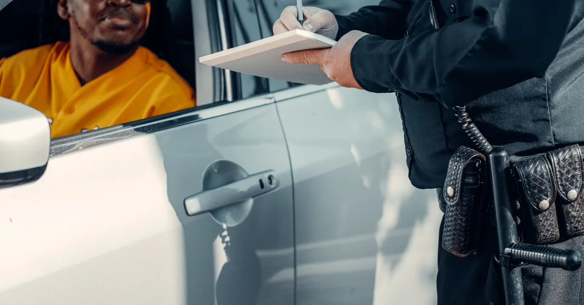 Man getting a ticket for not wearing a seatbelt Man getting a ticket for not wearing a seatbelt