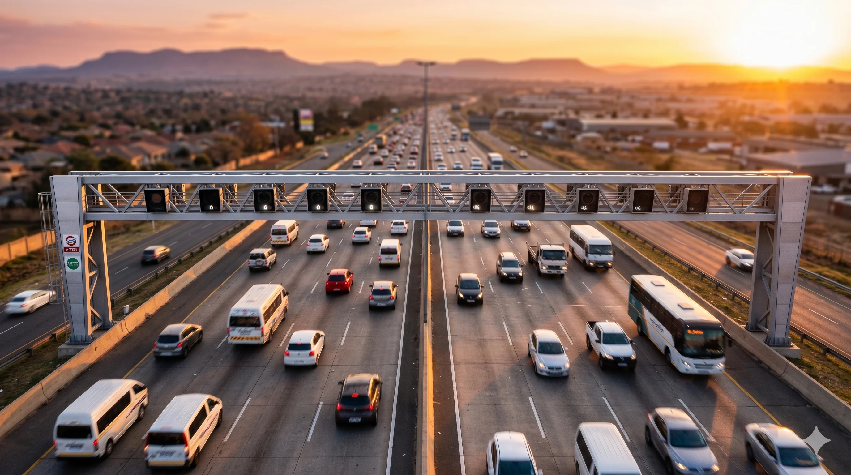 New AI-powered traffic enforcement cameras installed on a Gauteng highway gantry.