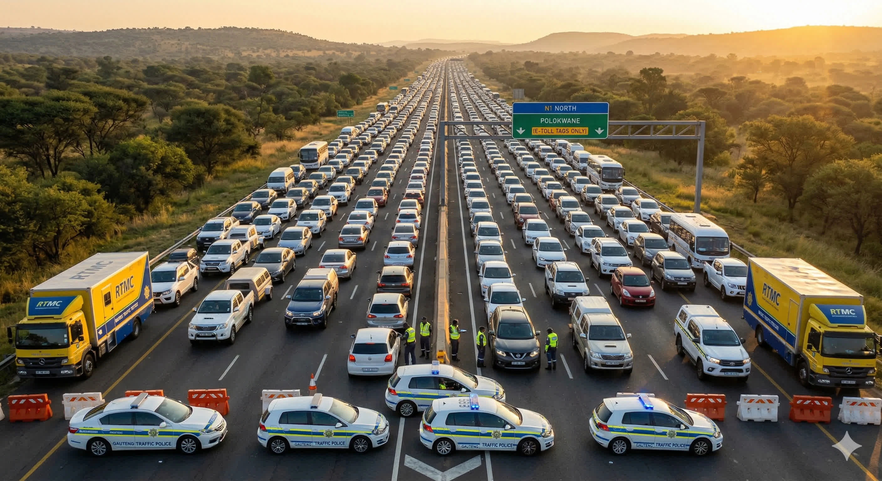 Traffic police implmenting a roadblock over the easter weekend