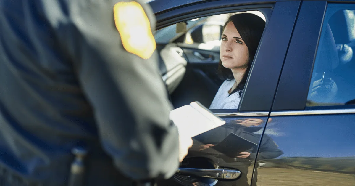 Woman getting a speeding ticket