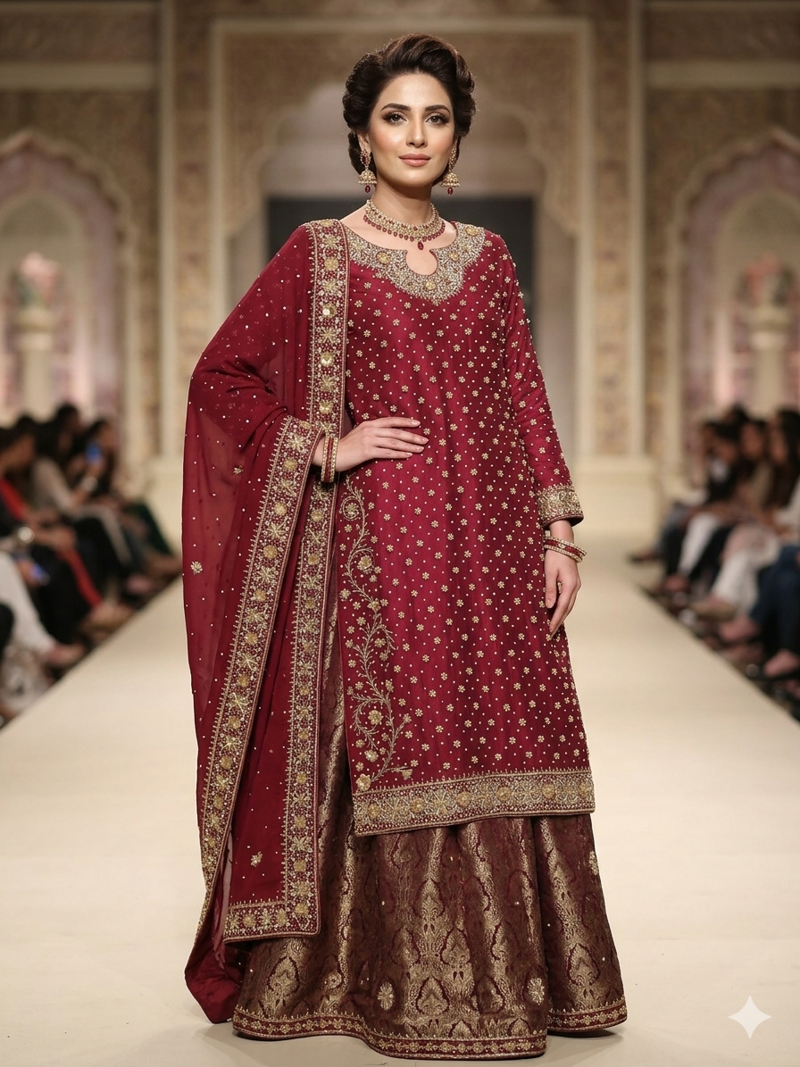 Red chiffon bridal