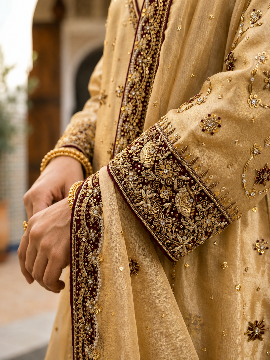 Royal Golden Silk Angarkha  thumbnail 3