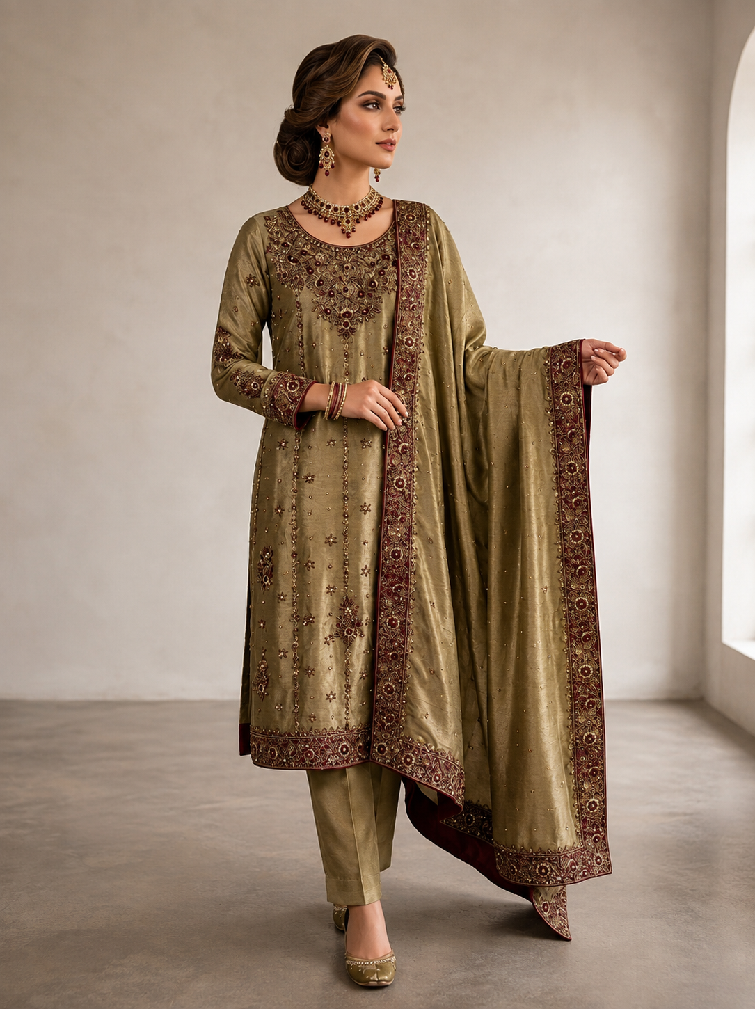 Premium Golden Silk Dress – photo 1