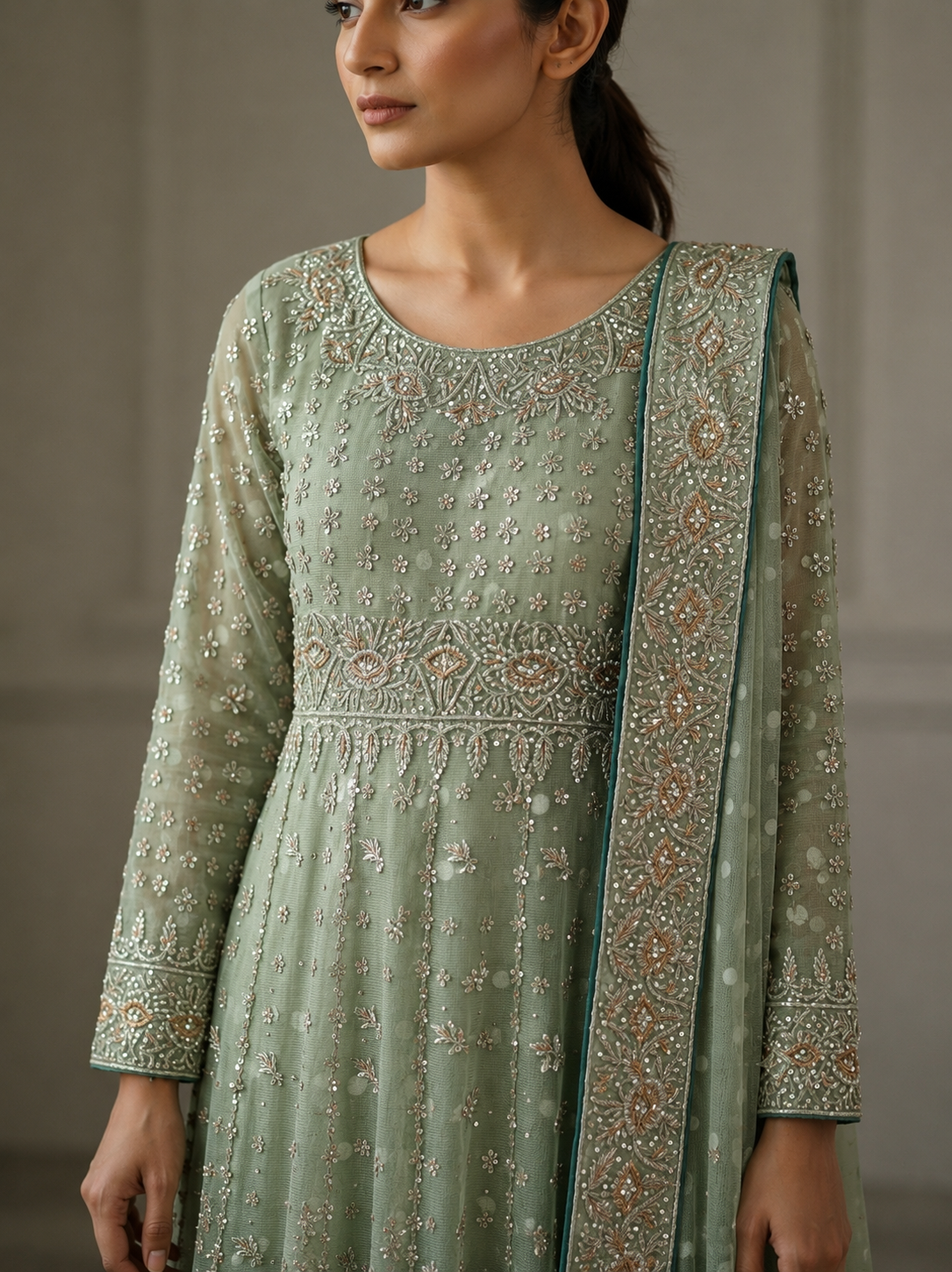 Exquisite Sage-green Maxi  thumbnail 4