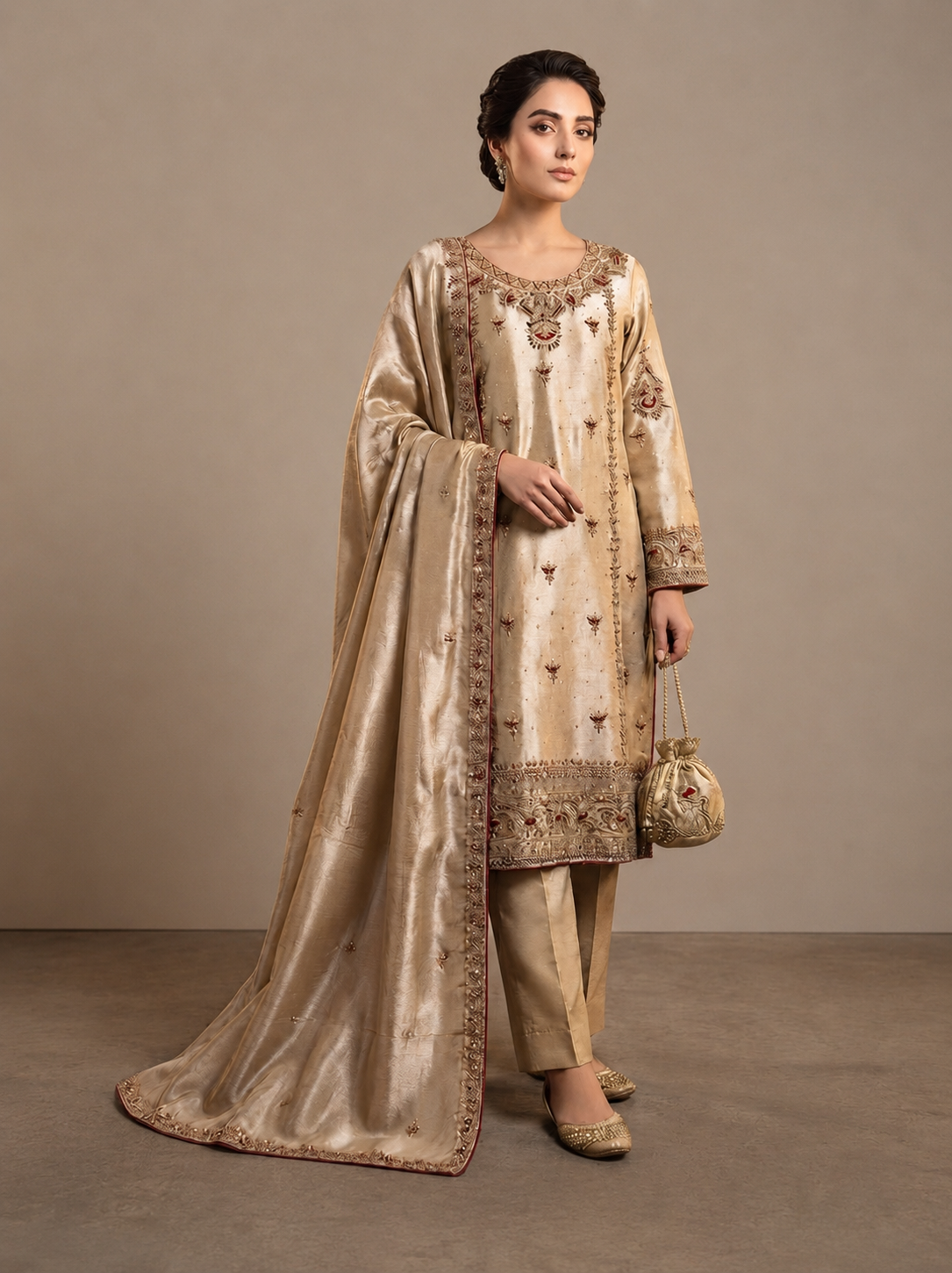 Elegant Golden Silk Dress – photo 1