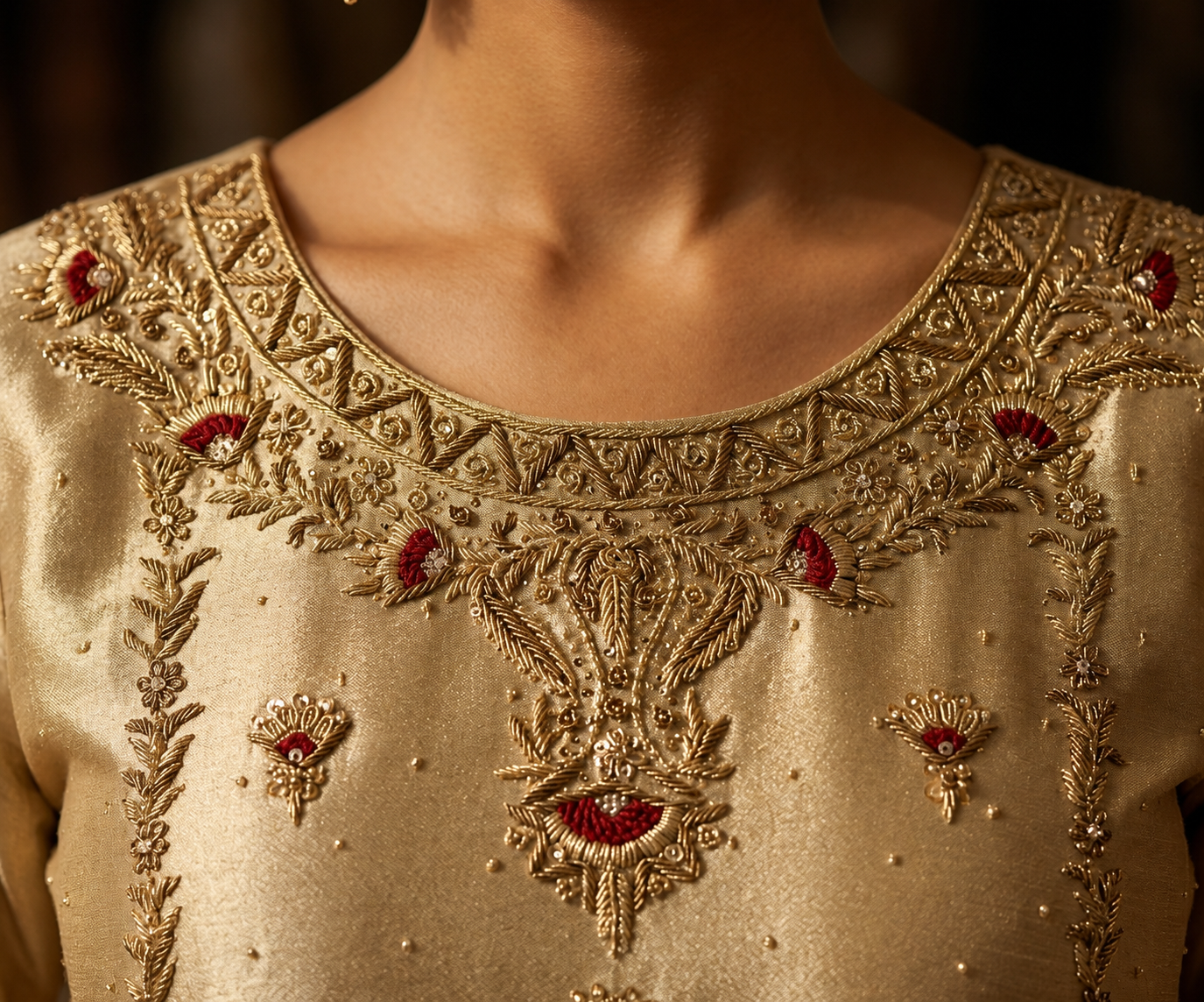 Elegant Golden Silk Dress thumbnail 3