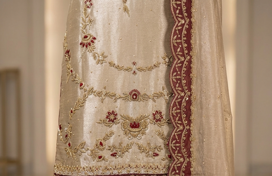 Designer Golden Silk Bridal thumbnail 4