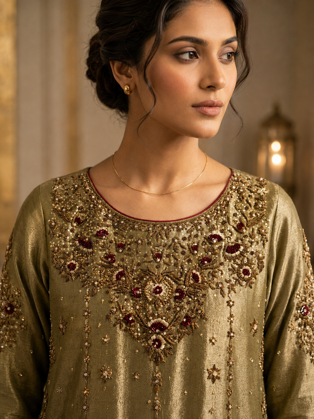 Premium Golden Silk Dress thumbnail 2