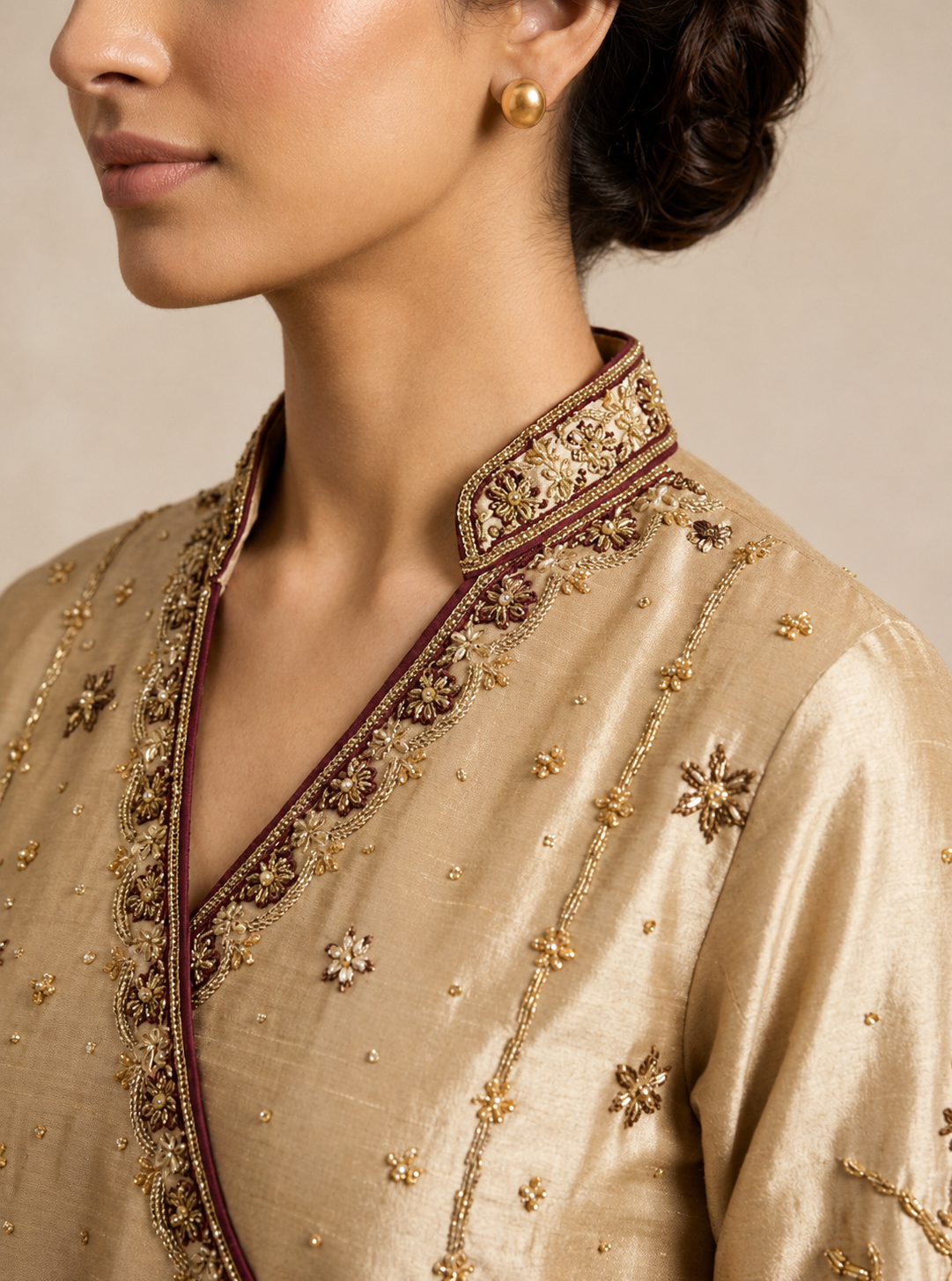 Royal Golden Silk Angarkha  thumbnail 2