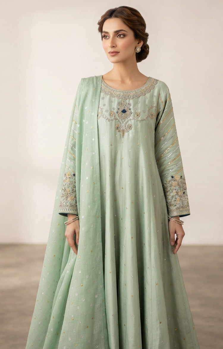 Mint Serenade Anarkali