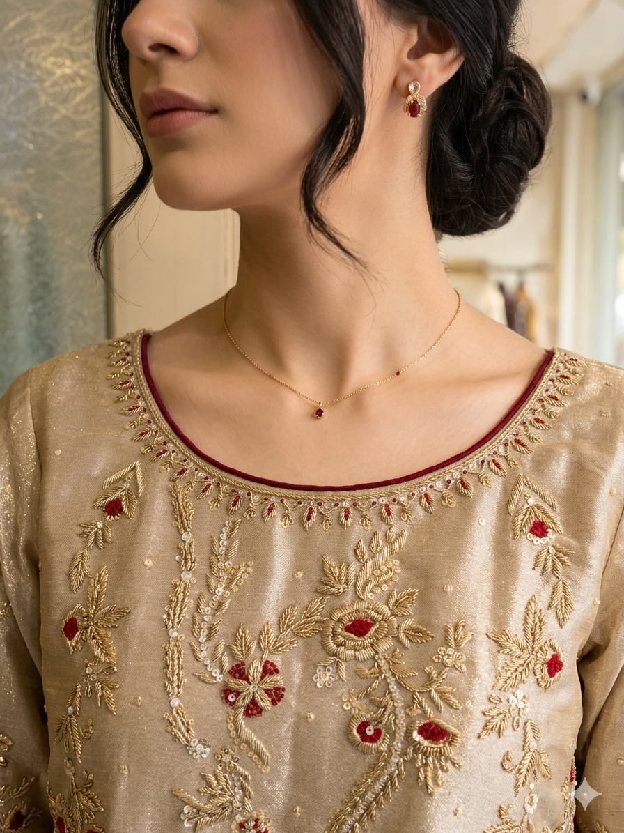 Designer Golden Silk Bridal thumbnail 2