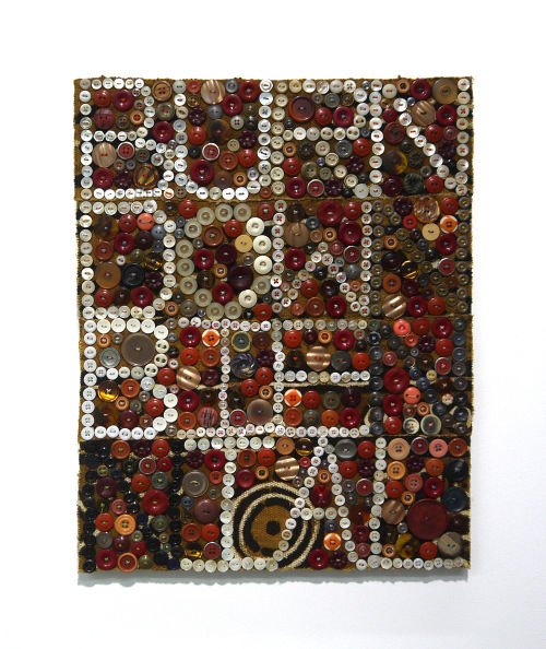 Jeff Perrone
Burn Down Biennial, 2012
Mud cloth, buttons, and thread on canvas
20 x 16 inches
50.8 x 40.6 cm