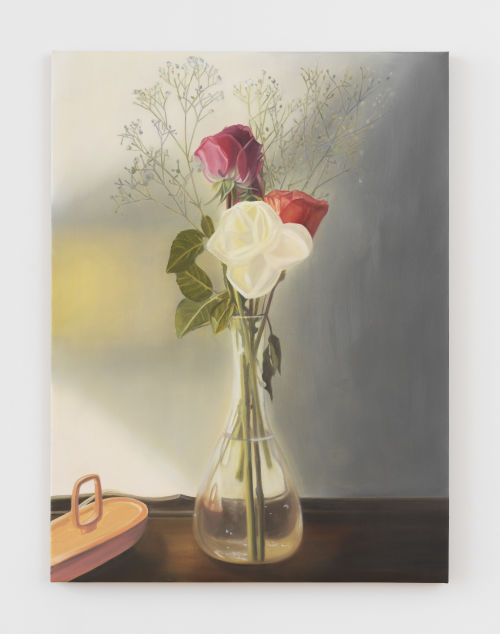 Cait Porter
Glass Vase with White Rose, 2024
Oil on linen
40 x 30 inches
101.6 x 76.2 cm