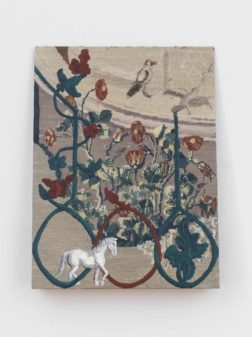 Sarah Esme Harrison
Untitled (Unicorn Tapestry#5), 2023
Oil on wood panel
24 x 18 x 4 inches
61 x 45.7 x 10.2 cm