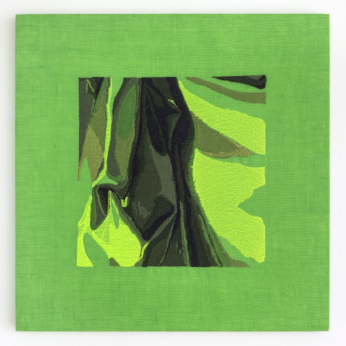 Elaine Reichek
Bronzino Curtain on Green, 2020
Digital embroidery on linen
12.75 x 12.5 inches
32.4 x 31.8 cm
