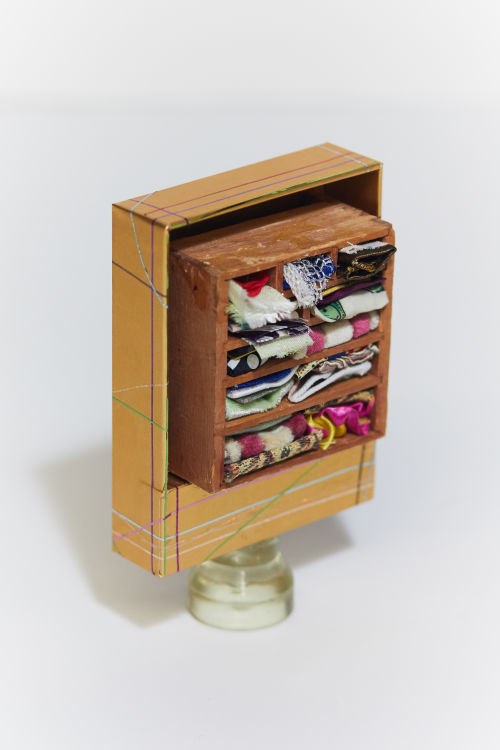 Jordan Barse
Ugly old shirts to sell at Beacon's, 2019
Paperboard, wood, fabrics, glass, acrylic
6.5 x 4 x 2 inches
16.5 x 10.2 x 5.1 cm