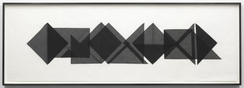 Elaine Reichek
Triangles #2, 1977
Organdy sewn to Thai mulberry paper
25 x 77 inches
63.5 x 195.6 cm