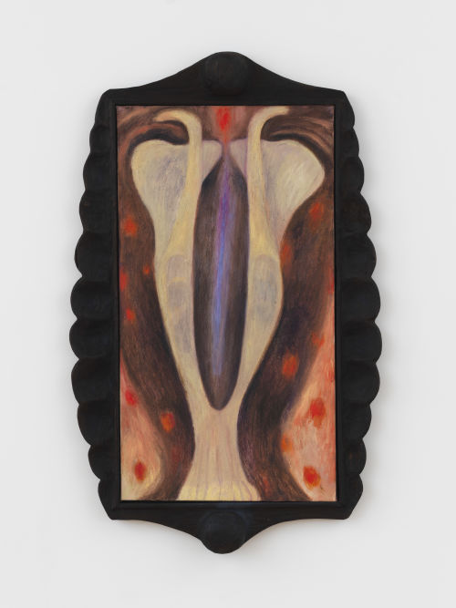 Ever Baldwin
Winter bone, spring blossoms, 2024
Oil on canvas in charred wood frame
56 x 35 x 4 inches
142.2 x 88.9 x 10.2 cm