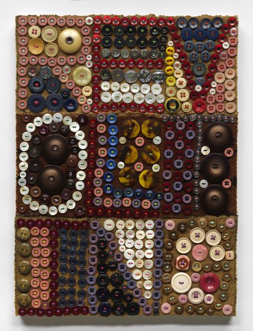 Jeff Perrone
Revolting, 2010
Mud cloth, buttons, and thread on canvas
16 x 12 inches
40.6 x 30.5 cm