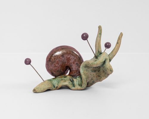 Charles Snowden
Snail with Pins, 2024
Ceramic, glaze
4 x 6 x 4 inches
10.2 x 15.2 x 10.2 cm