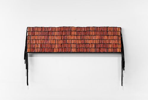 Brenda Mallory
Record and Remember, 2024
Waxed cloth, felt, waxed cord, on wooden wall display
20 x 72 x 2 inches
50.8 x 182.9 x 5.1 cm