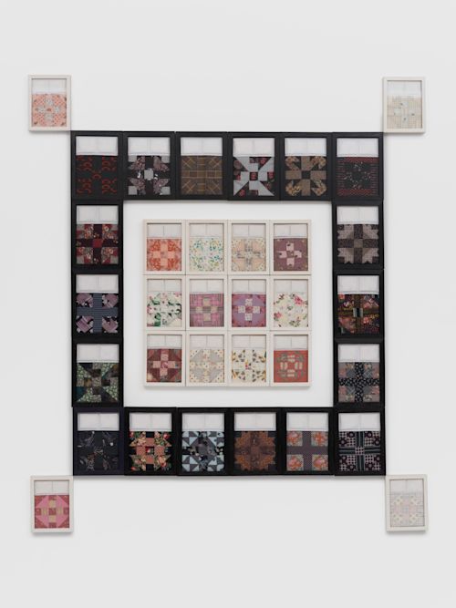 Elaine Reichek
Black and White Beds, 1978
Sewn fabric and wood frames
68.5 x 60 inches
174 x 152.4 cm