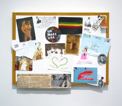 RJ Supa
Corkboard 2, 2019
Acrylic, gouache and ink on paper and canvas, ephemera, found photograph
19 x 25 inches
48.3 x 63.5 cm