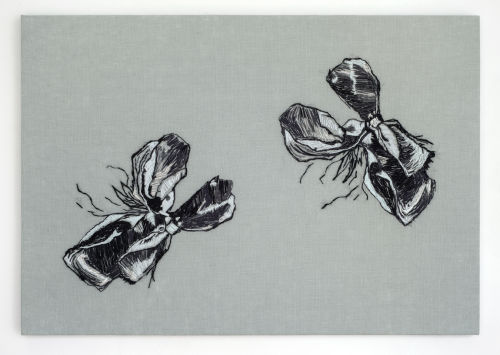Elaine Reichek
Degas' Bows, 2018
Hand embroidery on linen
15.5 x 22.5 inches
39.4 x 57.2 cm