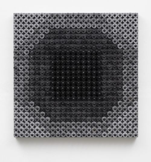 Brenda Mallory
Winding: In the Hive, 2025
Found bobbins, dye, screws, washers, paint on wooden panel
33.25 x 33.25 x 2 inches
84.5 x 84.5 x 5.1 cm