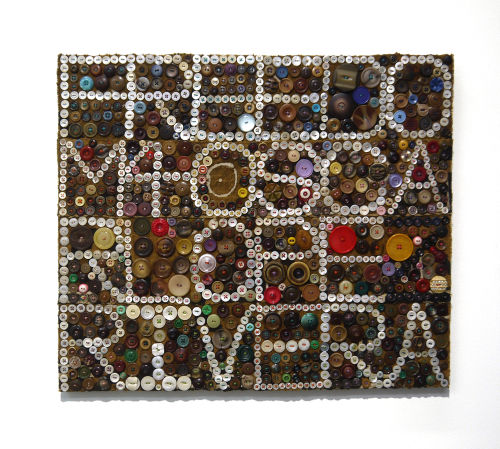 Jeff Perrone
Freedom 4 Oscar Lopez Rivera, 2013
Mud cloth, buttons, and thread on canvas
20 x 24 inches
61 x 50.8 cm