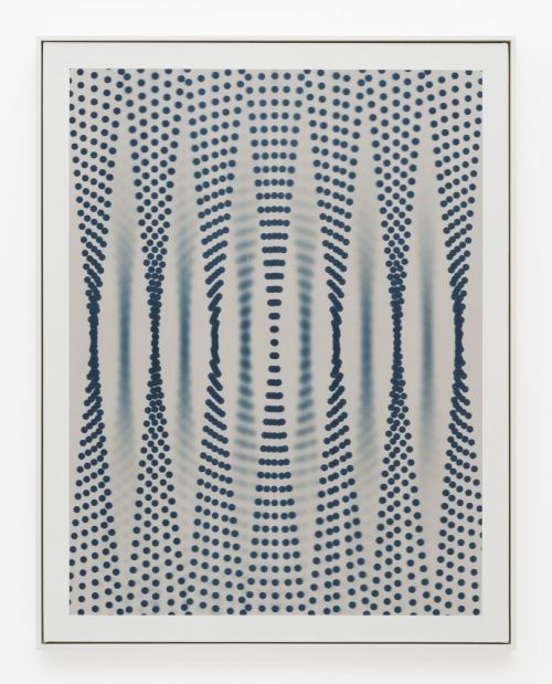 John Opera
Radial #5, 2019
Cyanotype, acrylic and vinyl paint on canvas in artist frame 
46 x 36 inches
