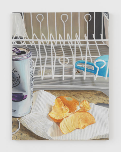 Cait Porter
Dish Rack with White Claw, 2024
Oil on linen
40 x 30 inches
101.6 x 76.2 cm