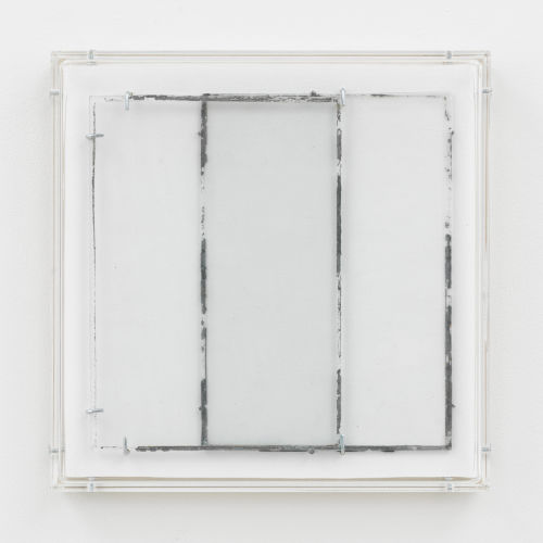 Anneke Eussen
In Between 03, 2021
Antique glass recuperated from stained glass windows, metal hooks, mounted on wood, and plexiglass frame
9.06 x 9.06 inches
23 x 23 cm