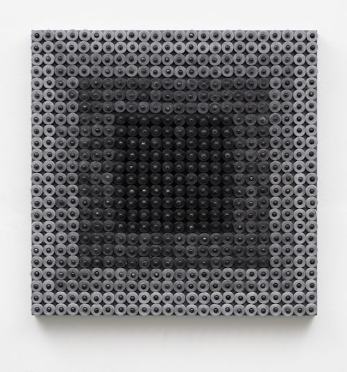 Brenda Mallory
Winding: As the Day Widens, 2025
Found bobbins, dye, screws, washers, paint on wooden panel
33.25 x 33.25 x 2 inches
84.5 x 84.5 x 5.1 cm