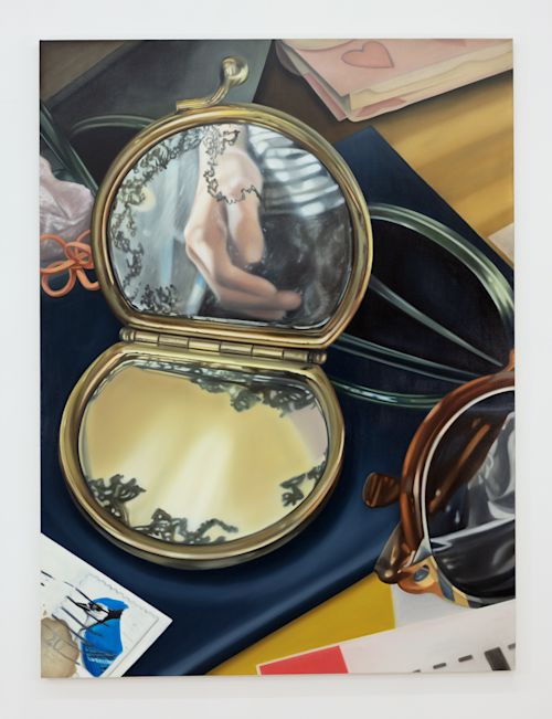 Cait Porter
Compact Mirror, 2025
Oil on linen
64 x 48 inches
162.6 x 121.9 cm