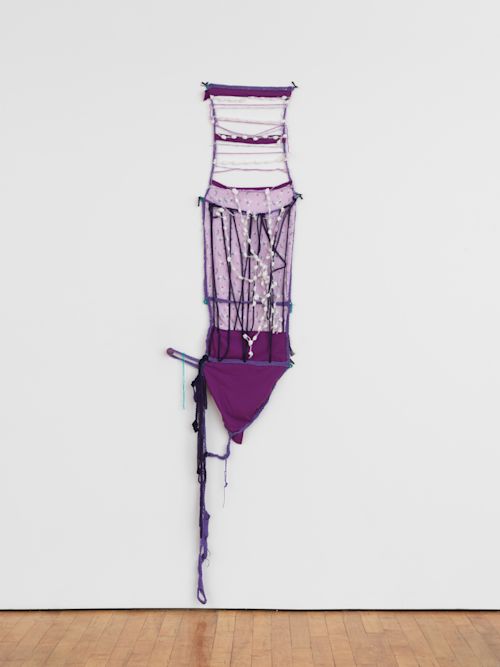 Sheila Pepe
Summer '66, 2025
Yarn, fabric, thread, hardware, plastic wine bottle stopper
96 x 24 x 2.25 inches