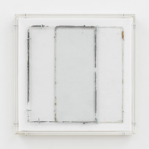 Anneke Eussen
In Between 02, 2021
Antique glass recuperated from stained glass windows, metal hooks, mounted on wood, and plexiglass frame
9.06 x 9.06 inches
23 x 23 cm