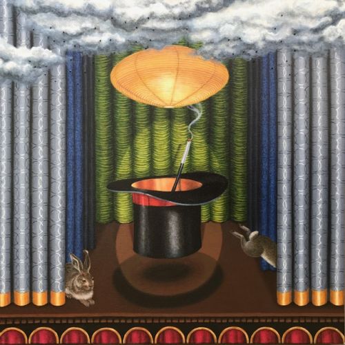 Kathleen Herlihy-Paoli
The Magician Vanishes, 2019
Oil on canvas with beads
20 x 20 inches
50.8 x 50.8 cm