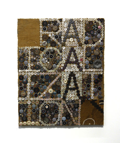 Jeff Perrone
Radicalization, 2011
Mud cloth, buttons, and thread on canvas
20 x 16 inches
50.8 x 40.6 cm